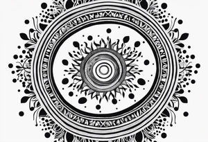 simple sun made of black dots and circles tattoo idea