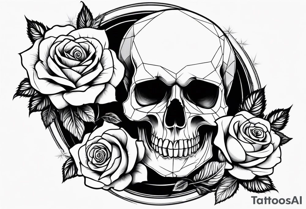 skull and roses tattoo idea