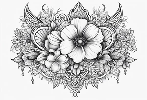 small long ornate floral sternum tattoo tattoo idea