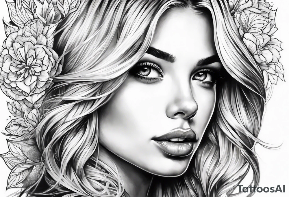 Young pretty blond woman tattoo idea