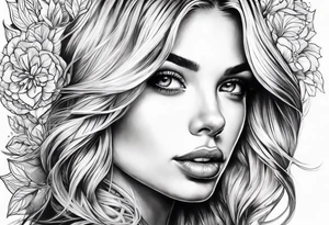 Young pretty blond woman tattoo idea