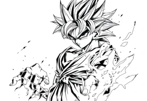 legendary dragonball z scene with energy aura and power effects tattoo idea