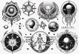 Astronomy, planet, zodiac, libra tattoo idea
