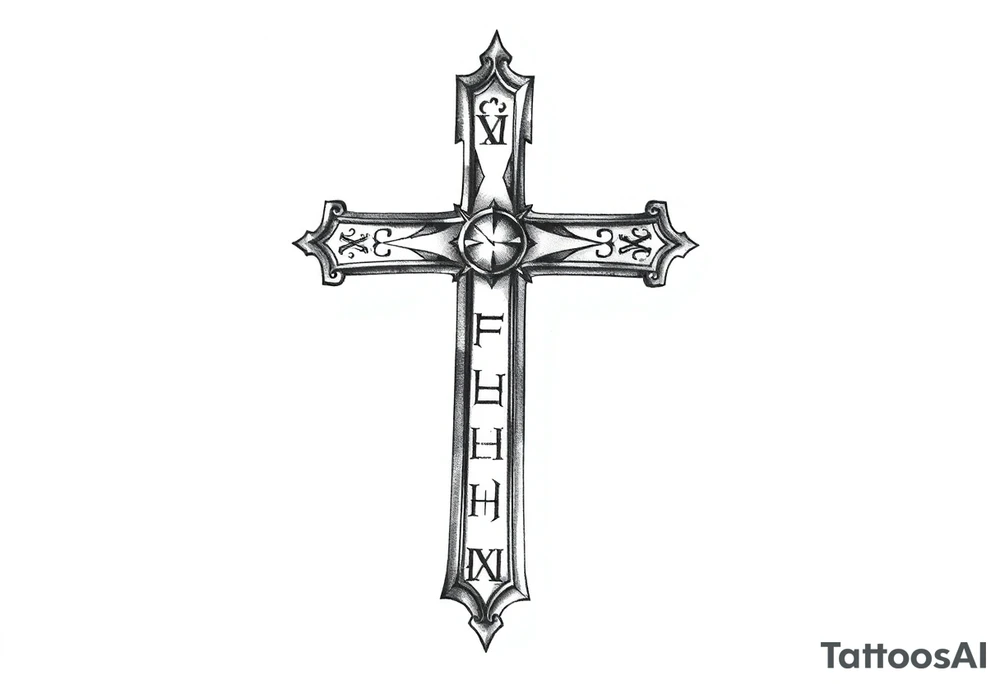 Cross tattoos for arm with Roman numerals tattoo idea