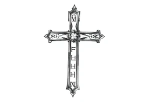 Cross tattoos for arm with Roman numerals tattoo idea