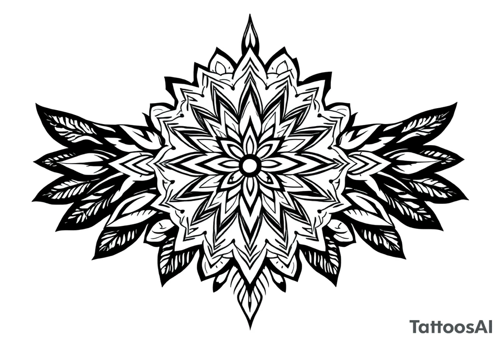 spiritual feather indian mandala shaman tattoo idea