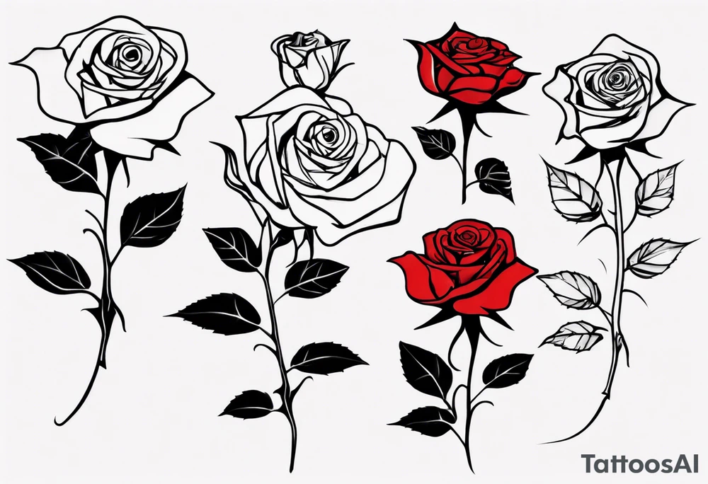 a one-line rose, add some red blood and thorns, tall tattoo idea