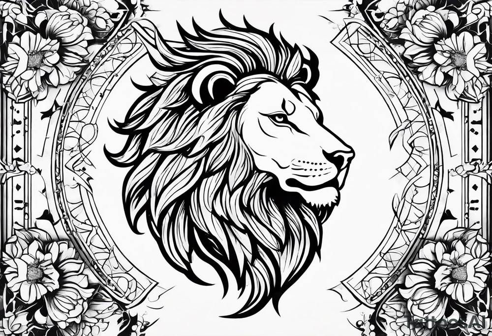 Leo zodiac sign and all of its elements including the constellation on a back tatto tattoo idea