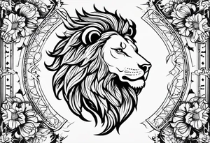 Leo zodiac sign and all of its elements including the constellation on a back tatto tattoo idea