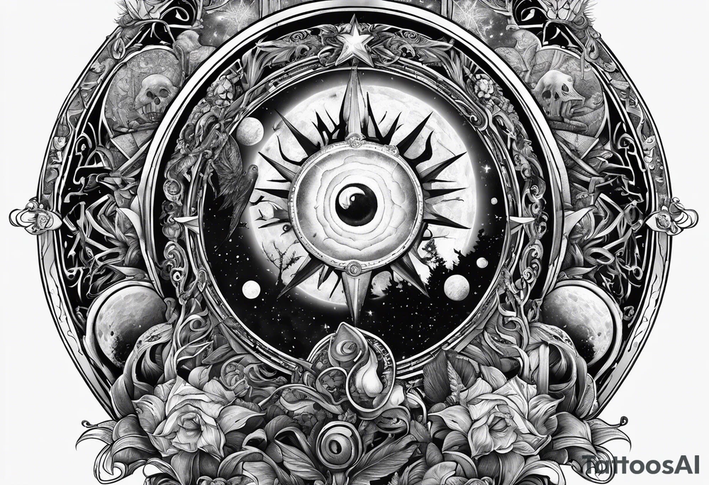 Eldridge horror, astrology scene tattoo idea
