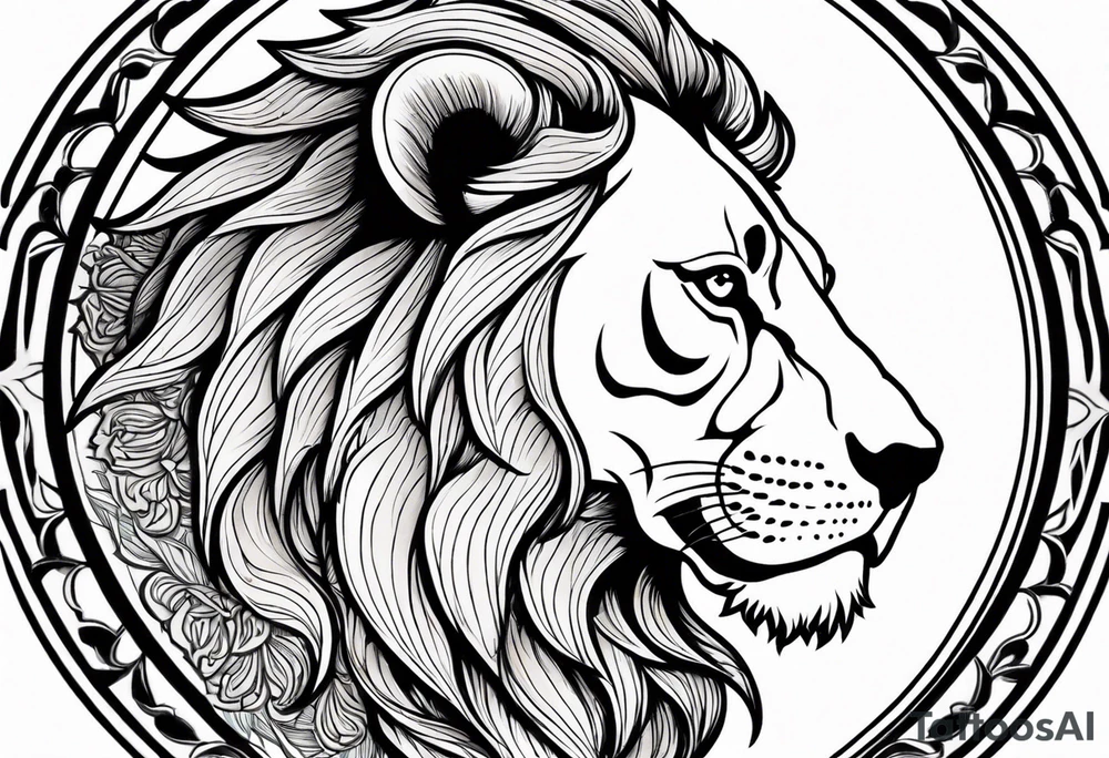 powerful majestic lion, close-up tattoo idea