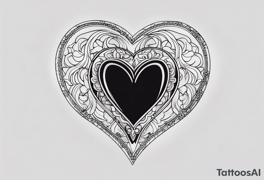 necklace heart locket with a male and female shadow hugging tattoo idea