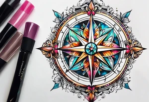 Feminine compass tattoo idea