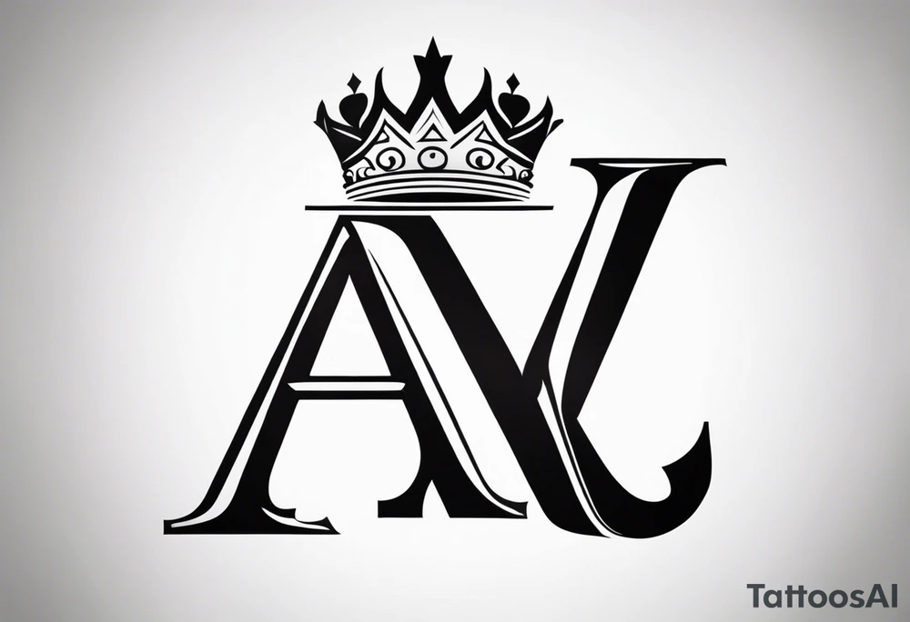 the letter A in cursive with a crown over it that has a money sign in it that can fit on a forearm tattoo idea