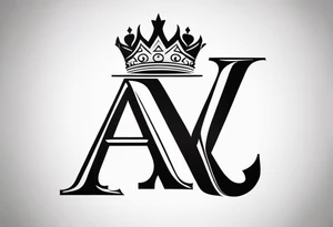 the letter A in cursive with a crown over it that has a money sign in it that can fit on a forearm tattoo idea
