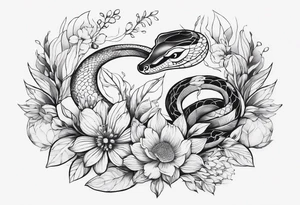 middle of the chest, naturalistic, floral maybe or snake minimalist complex tattoo maybe animals included around 15 cm wide tattoo idea