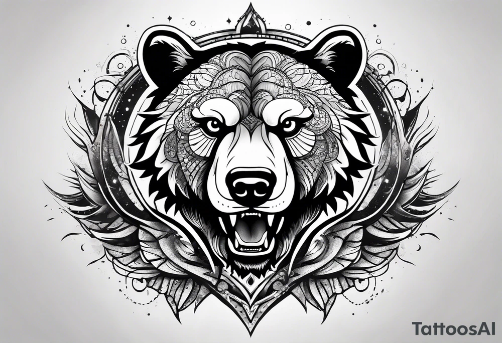 Ripping bear claw cosmic space tattoo idea