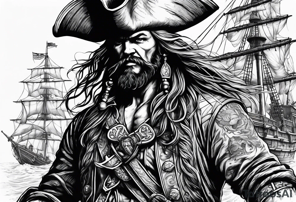 pirate fighting tattoo idea