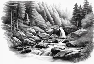 Stream going to waterfall from path tattoo idea
