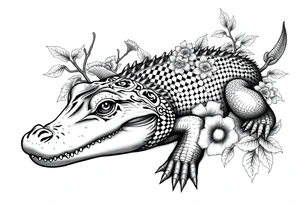 gothic alligator with orange groves tattoo idea