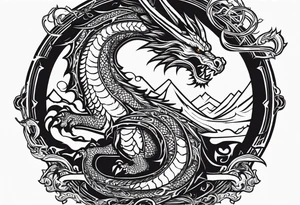 Valhalla chains dark cloud
 sword dragon tattoo idea
