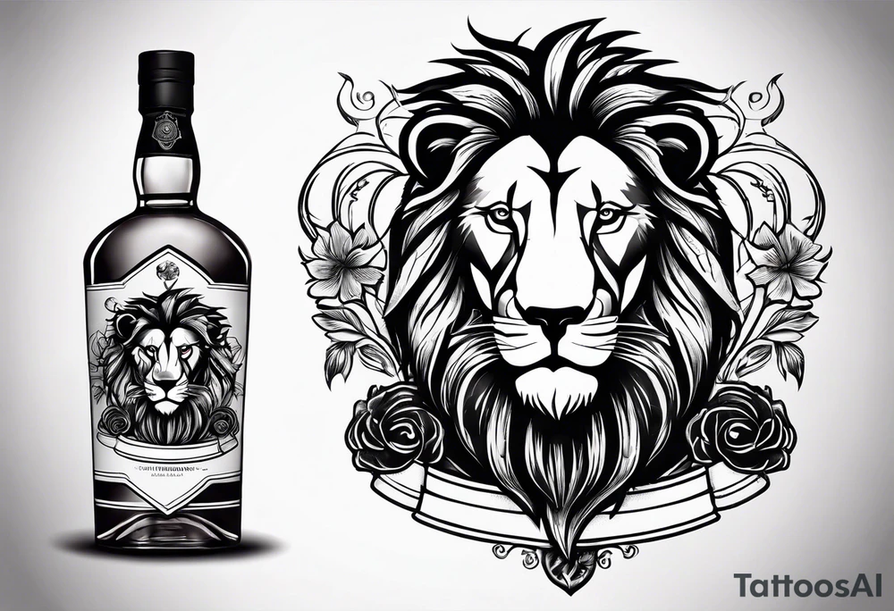 A lion, mammoth, and a bottle of Irish whiskey. tattoo idea
