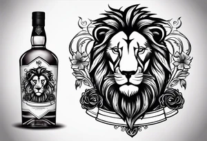 A lion, mammoth, and a bottle of Irish whiskey. tattoo idea