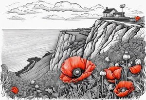 Poppy growing on cliff tattoo idea