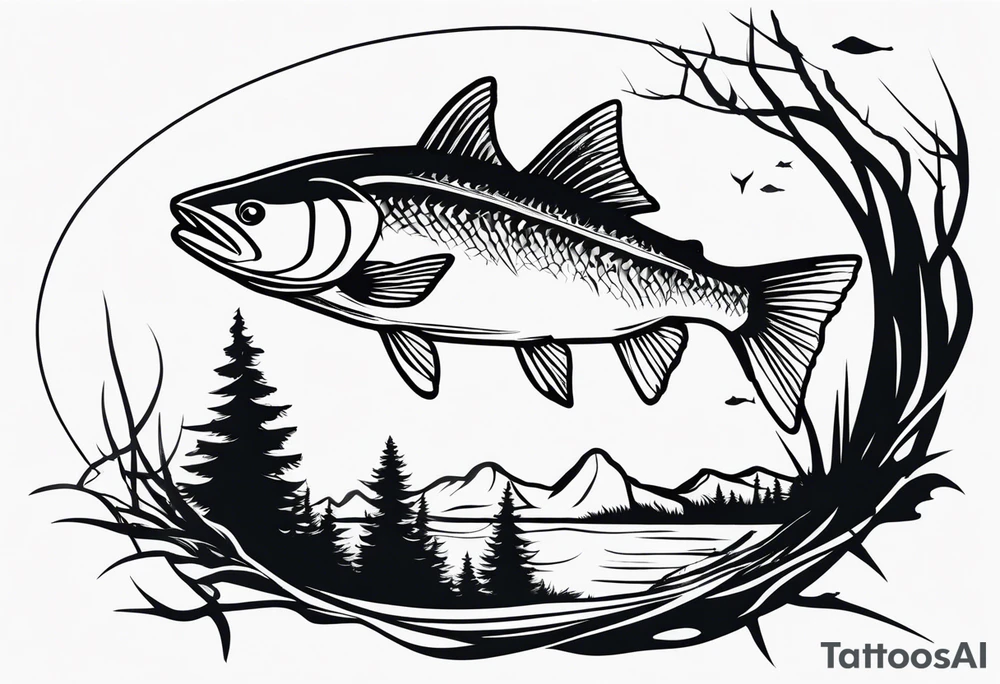 hunting and fishing tattoo idea