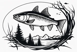 hunting and fishing tattoo idea