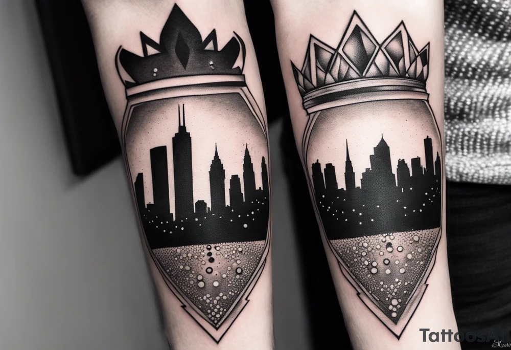 Money crowns diamonds Dallas Texas skyline tattoo idea