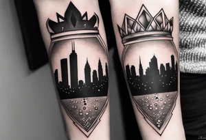 Money crowns diamonds Dallas Texas skyline tattoo idea