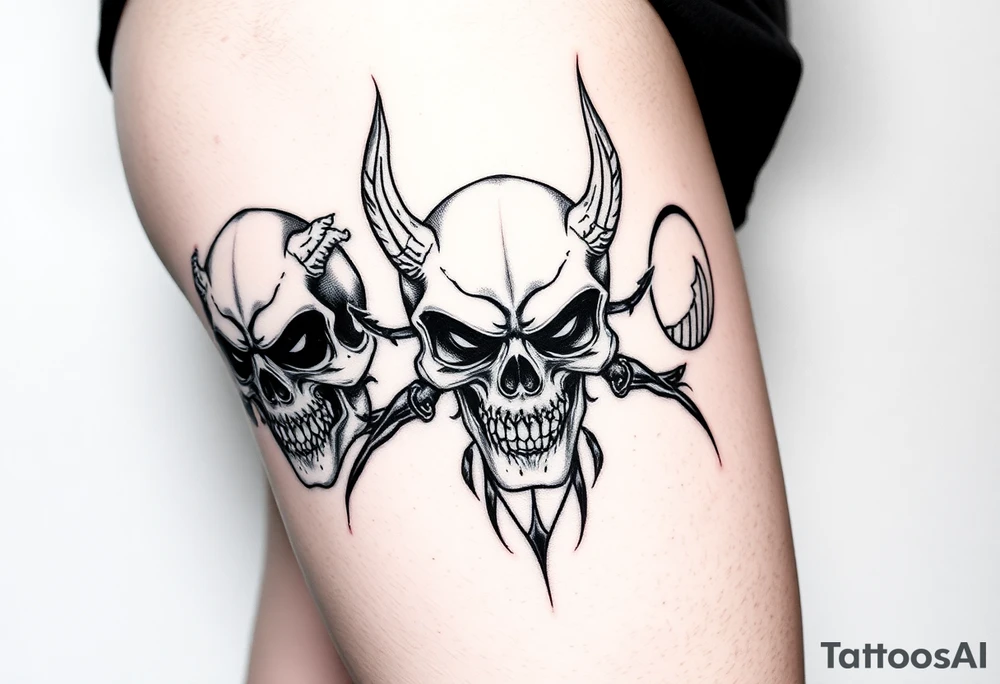 Tribal skulls of the devil tattoo idea