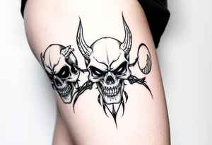 Tribal skulls of the devil tattoo idea