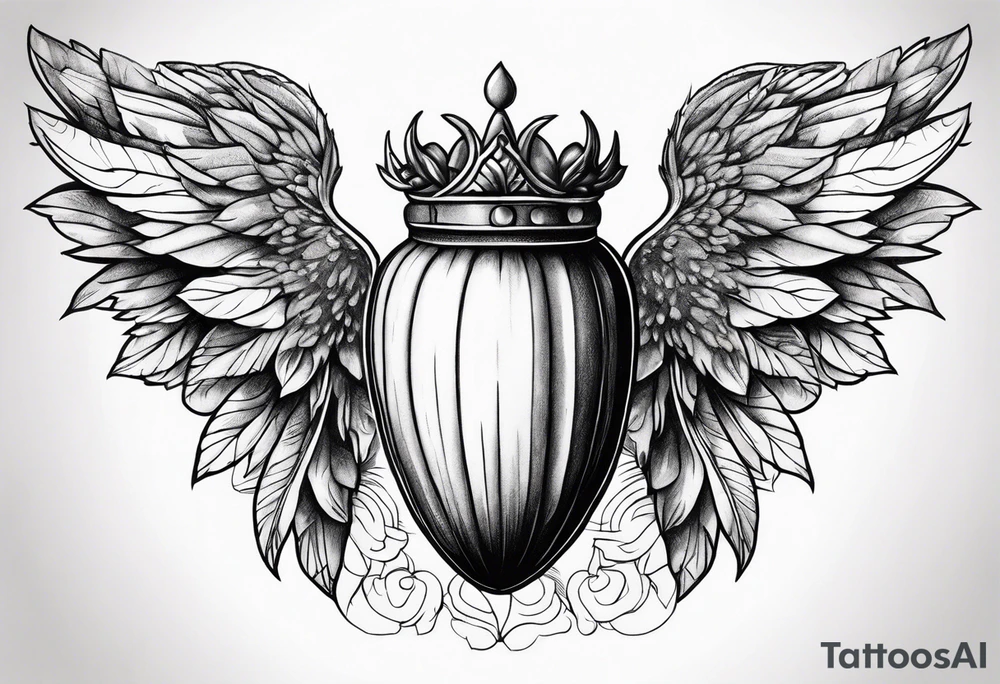 Acorn with angel wings tattoo idea