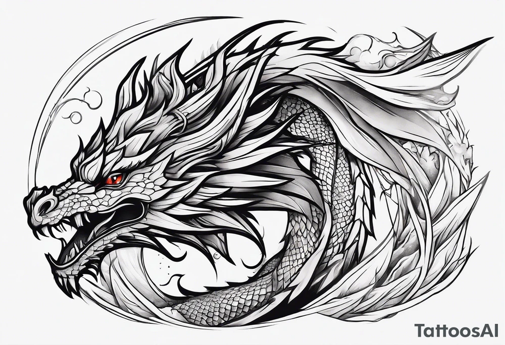 whole dragon minimalism tattoo idea