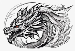 whole dragon minimalism tattoo idea