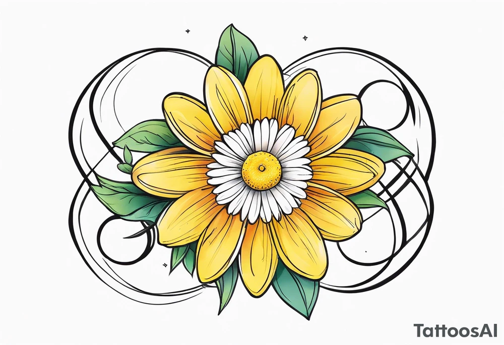 infinity symbol with  daisy tattoo idea