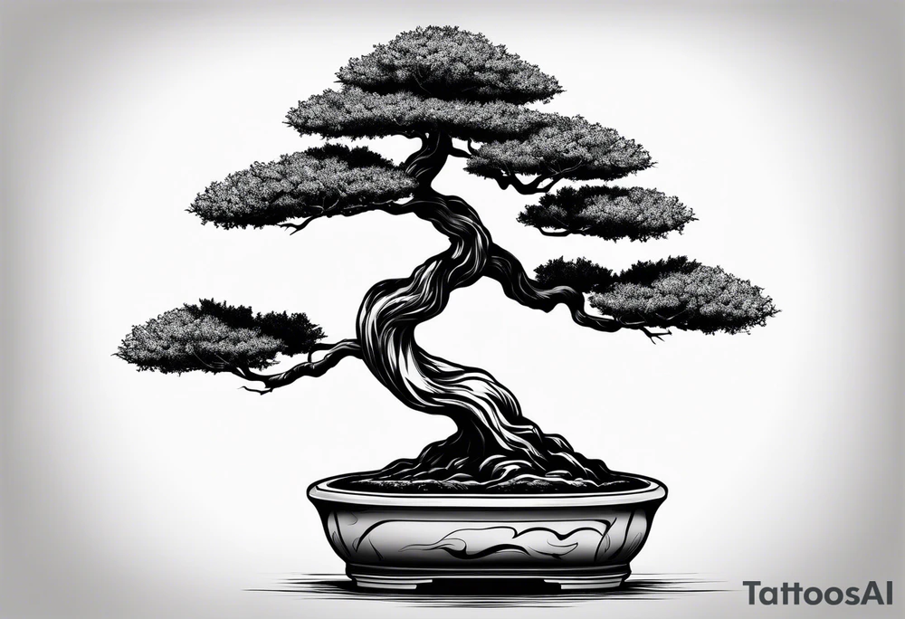 bonsai tree with dirt tattoo idea