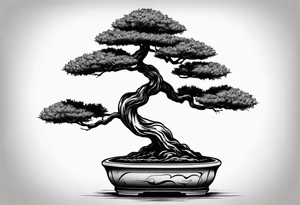 bonsai tree with dirt tattoo idea