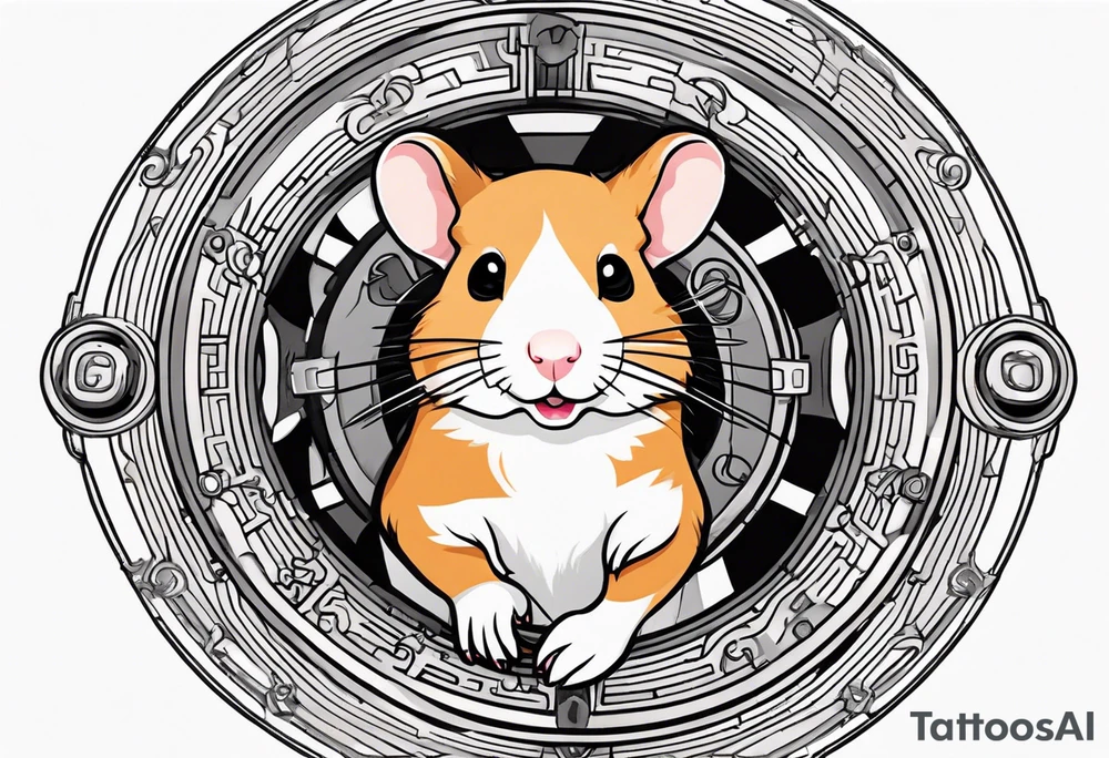 A hamster running in his wheel tattoo idea