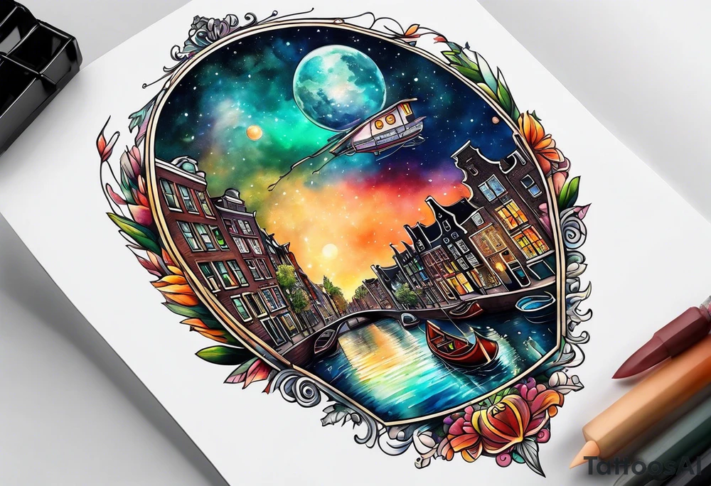 Animals made from glass in Amsterdam canal in space tattoo idea
