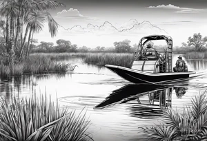 Arm sleeve airboat driving through the Everglades tattoo idea