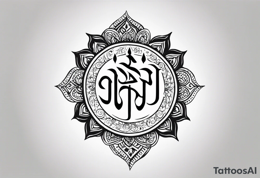 Tattoo ਨਿਰਭਉ ਨਿਰਵੈਰ written in Gurmukhi written text. Add fire and heart to symbolize strength and love tattoo idea