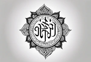 Tattoo ਨਿਰਭਉ ਨਿਰਵੈਰ written in Gurmukhi written text. Add fire and heart to symbolize strength and love tattoo idea