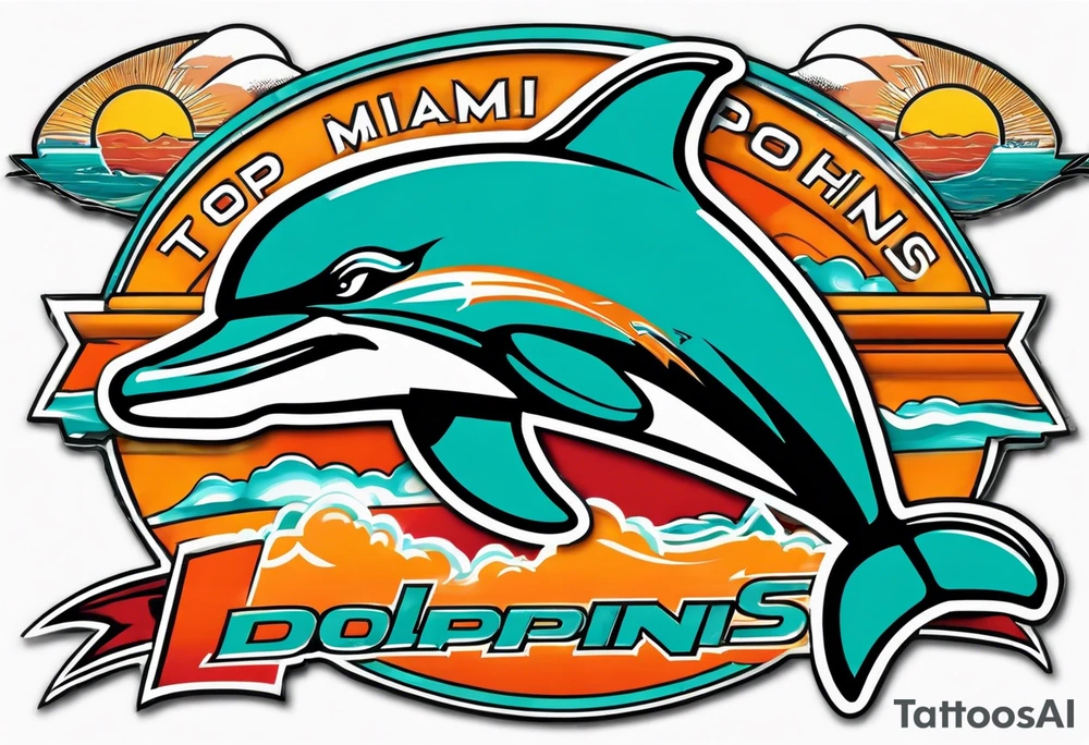1984 old school miami dolphins logo tattoo idea