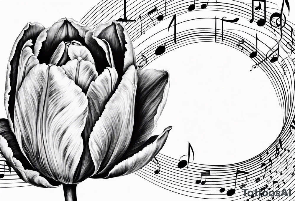 Tulip with music note tattoo idea