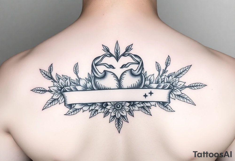 Virgo and Scorpio combination banner's hearts and flowers tattoo idea