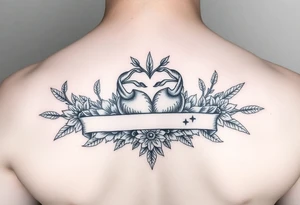 Virgo and Scorpio combination banner's hearts and flowers tattoo idea