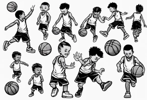 little kid playing basketball tattoo idea